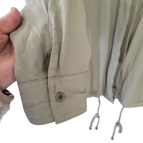 Kensie Jeans Soft Utility Jacket Shacket Womens Size M Green Adjustable Waist - Picture 5 of 8